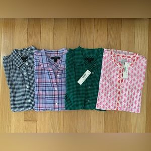 NWT: JCrew Thistle Gingham Print Popover Shirts - Lot of 4 for the price of 1